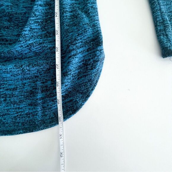 Wilfred Free Luma Blue Black Long Sleeve Top Open Back Slit Women's M V-Neck - Picture 6 of 8